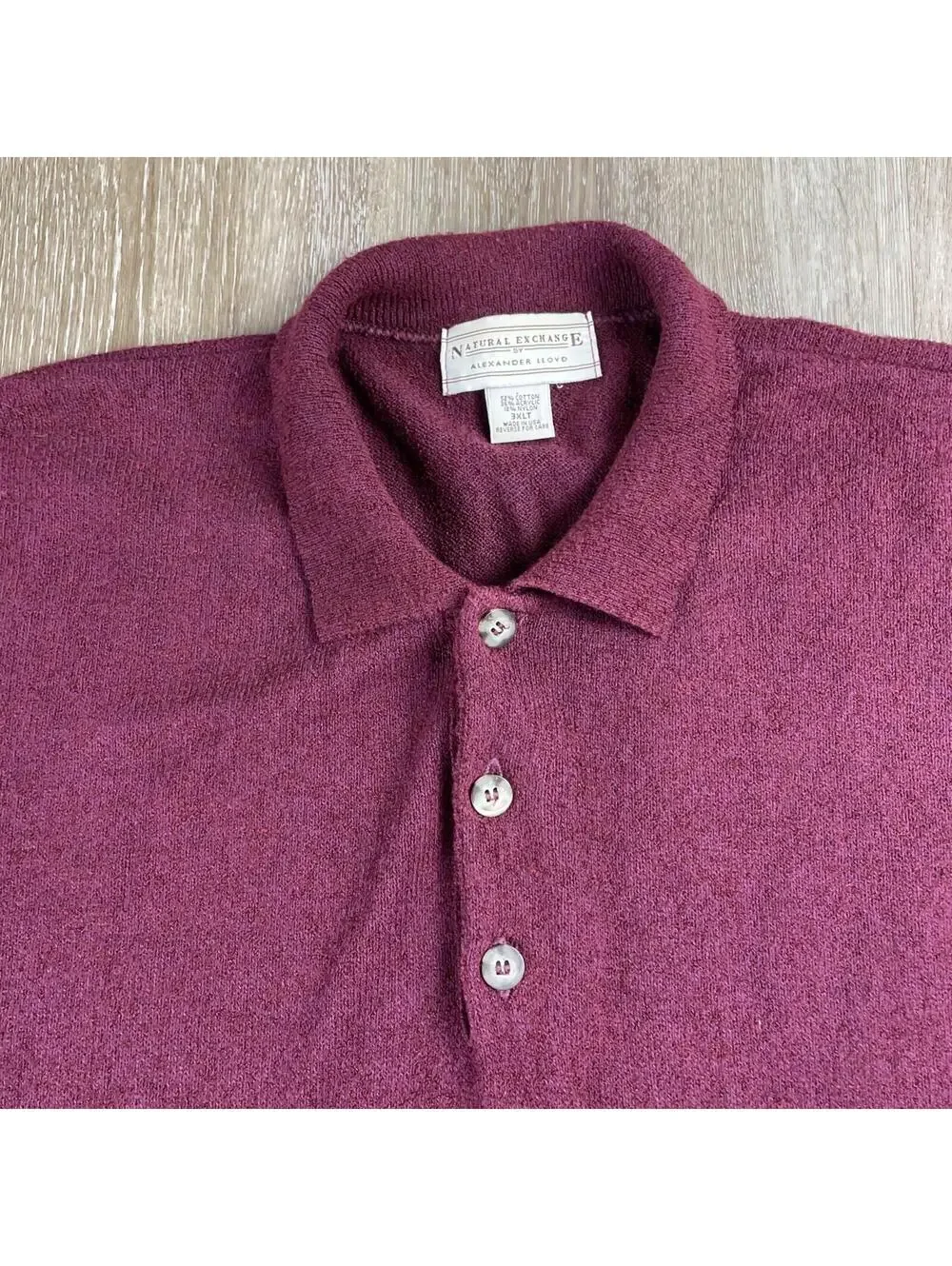 Vintage Natural Exchange Alexander Lloyd Sweater Henley Men's 3XLT Maroon
